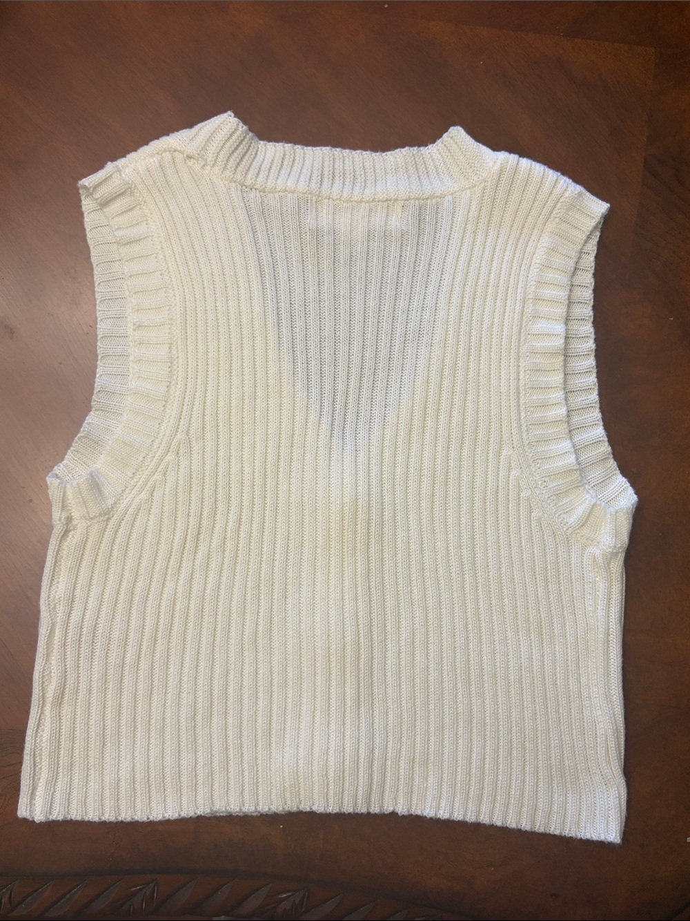 No Comment Cream Ribbed Button-Front Sweater Vest - Picture 3 of 3